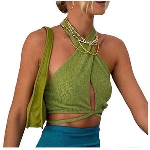 Y2K Sexy Bandage Halter Crop Tank Sleeveless